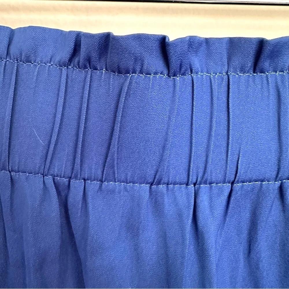 Loft Bright Blue Rounded Hemline Midi Skirt Size Large - Picture 2 of 6